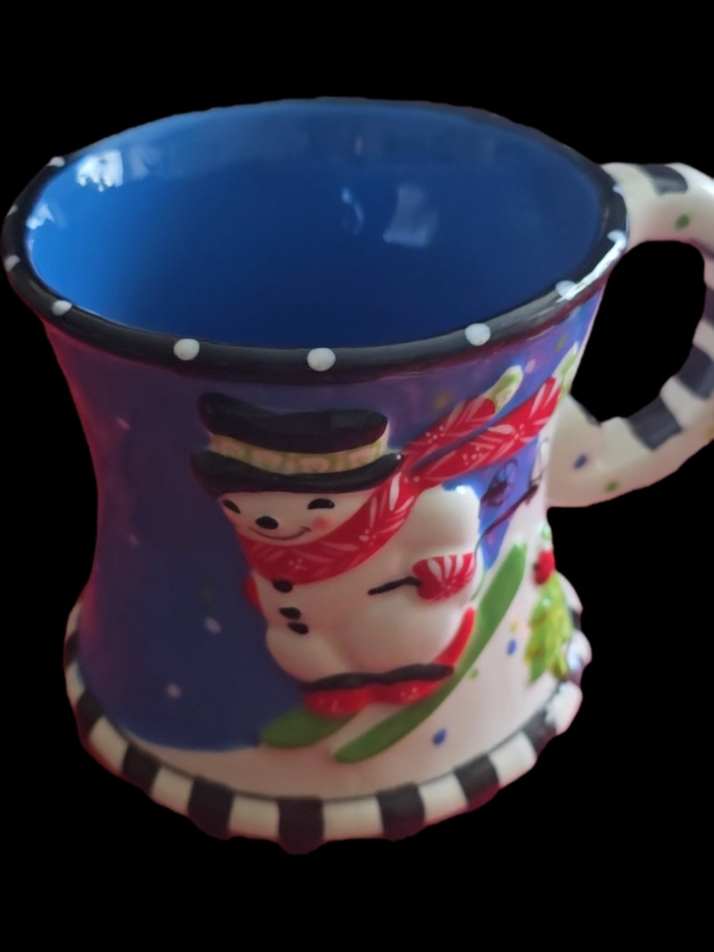 Festive Snowman Ceramic Mug — Blue Interior